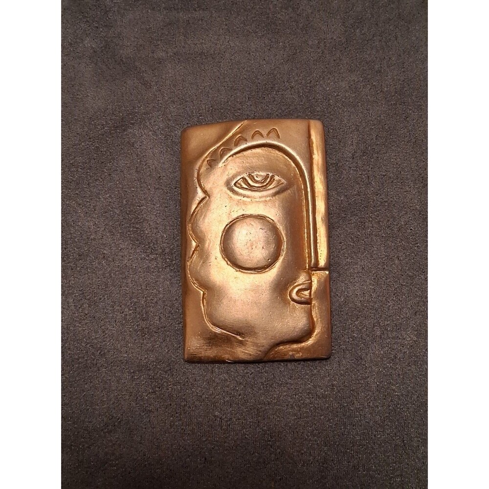 Vintage Abstract Modernist Metal Brooch Unique Cubist Design